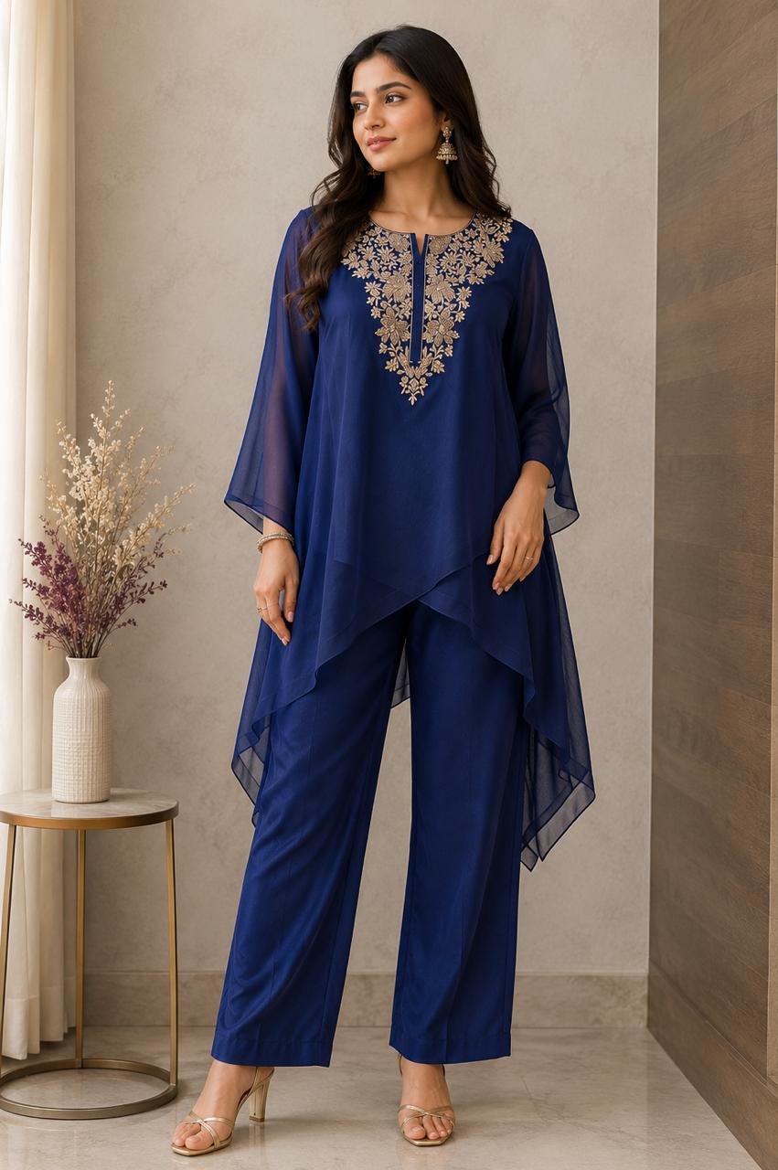 Midnight Sapphire Indo-Western Set