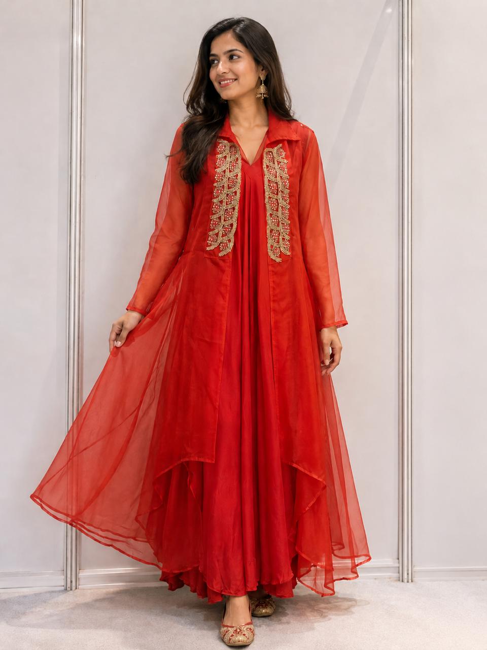 Burnt Orange Luxe Co-Ord Indo-Western Ensemble
